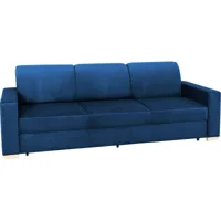 canapé lit tissu bleu h. assise 40 cm rembourré