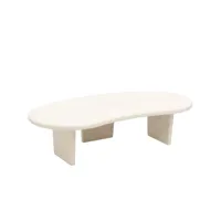 table basse en microciment avec trois pieds blanc cassé 120x30cm