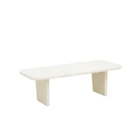 table basse en microciment avec deux pieds blanc cassé 95cm