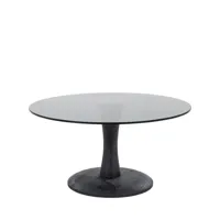 table basse ronde en verre et bois de manguier d70cm noir