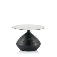 table d'appoint en verre et bois d50cm noir