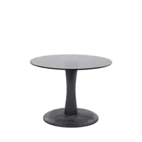 table d'appoint ronde en verre et bois de manguier d55cm noir