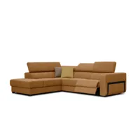 canapé d'angle gauche 5 places avec un relax électrique tissu orange