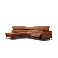 canapé d'angle gauche 5places avec relax électrique tissu rouge brique