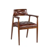 fauteuil en bois et cuir marron