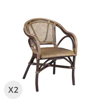 set 2 fauteuils en rotin marron