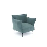 fauteuil velours texturé bleu océan