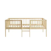cadre de lit pour enfant avec échelle en bois 90x190cm naturel
