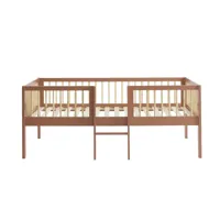 cadre de lit pour enfant avec échelle en bois 90x190cm terracotta
