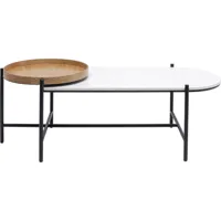 table basse en marbre blanc, frêne et acier noir