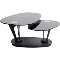 table basse pivotante en verre et acier noir