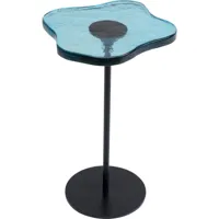 table d'appoint en verre bleu et acier noir