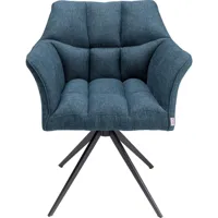 chaise avec accoudoirs pivotante bleue et acier noir
