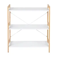 étagère de bibliothèque en bois blanc rangement 3 niveaux