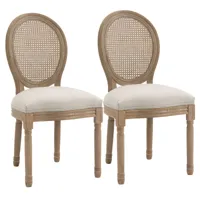 lot de 2 chaises de salle à manger médaillon style louis xvi beige