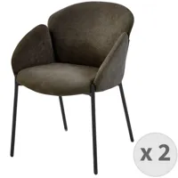 chaise en tissu chevrons taupe et pieds métal noir (x2)