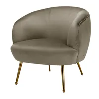 fauteuil lounge taupe et pieds métal dorés