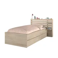 lit couchage avec rangement 90x190/200 cm effet bois