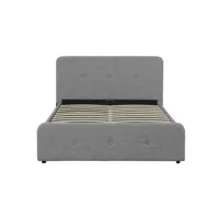 cadre de lit tissu, tête de lit, sommier, coffre -gris clair-140x190cm