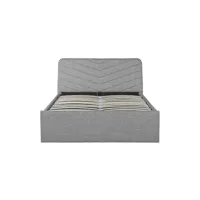 cadre de lit tissu avec tête de lit et sommier - gris - 140 x 190 cm