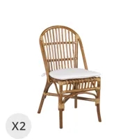 set de 2 chaises en rotin marron