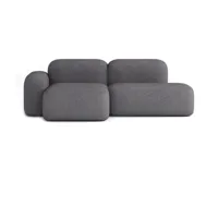 canapé d'angle modulable 3 places en tissu gris foncé