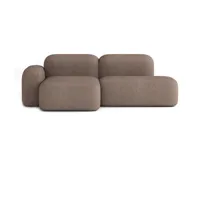 canapé d'angle modulable 3 places en tissu marron