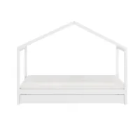 lit cabane + tiroir en bois blanc 90 x 190 cm