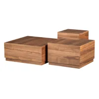 lot de 3 tables basses en bois foncé