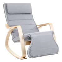 fauteuil à bascule moderne tissu bois gris clair
