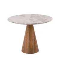 table d'appoint en bois et marbre d40cm brun