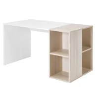 bureau avec 4 niches de rangements effet bois clair et blanc