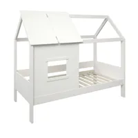 lit cabane en bois blanc 90 x 190 cm