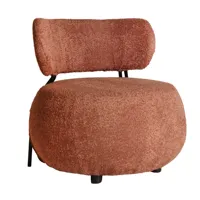 fauteuil en coton bouclé bordeaux, 75x76x76 cm