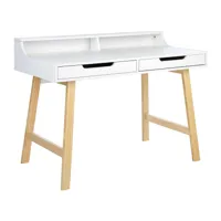 bureau blanc et bois clair 110 x 58 cm