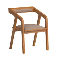 chaise en bois et tissu recyclé couleur marron clair
