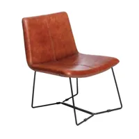 fauteuil en cuir et croûte de cuir marron 60 cm