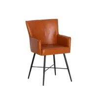 fauteuil en cuir et croûte de cuir marron 58 cm