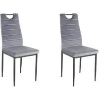 lot de 2 chaises de salle à manger en velours gris