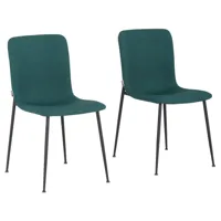 lot de 2 chaises de salle à manger rembourrées en tissu vert
