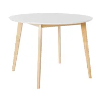 table de salle à manger ronde en mdf blanc avec cadre en pin nature
