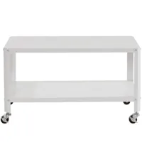 table basse avec 1 étagère en métal blanc