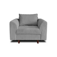 fauteuil en velours côtelé gris clair