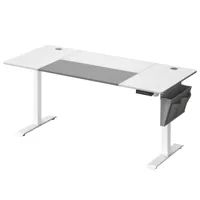 bureau assis-debout 160 cm effet bois blanc gris