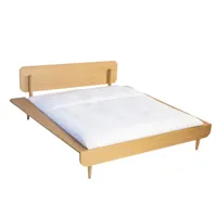 ensemble lit et tête de lit en bois naturel