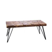 table basse rectangulaire en bois pieds métal inclinés l110