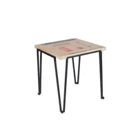 table bistrot carrée en bois recyclé et pied métal l70