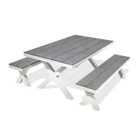 table de jardin en aluminium et plateau hpl effet pierre