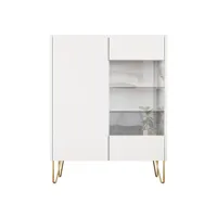 vitrine style contemporain 97 cm blanc / doré