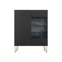 vitrine style contemporain 97 cm noir / doré